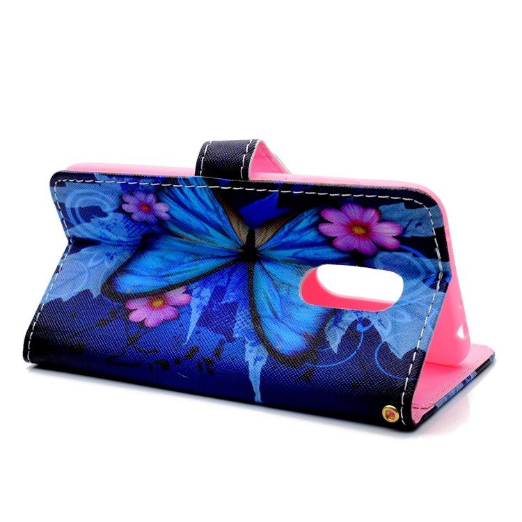 Patterned Wallet Magnetic Stand Leather Mobile Phone Case for Xiaomi Redmi Note 5 / Redmi 5 Plus - Blue Butterfly-4