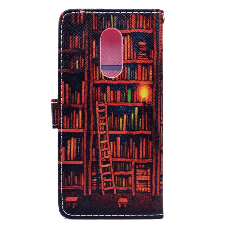 Patterned Wallet Magnetic Stand Leather Cell Phone Case for Xiaomi Redmi Note 5 / Redmi 5 Plus - Bookshelf-3