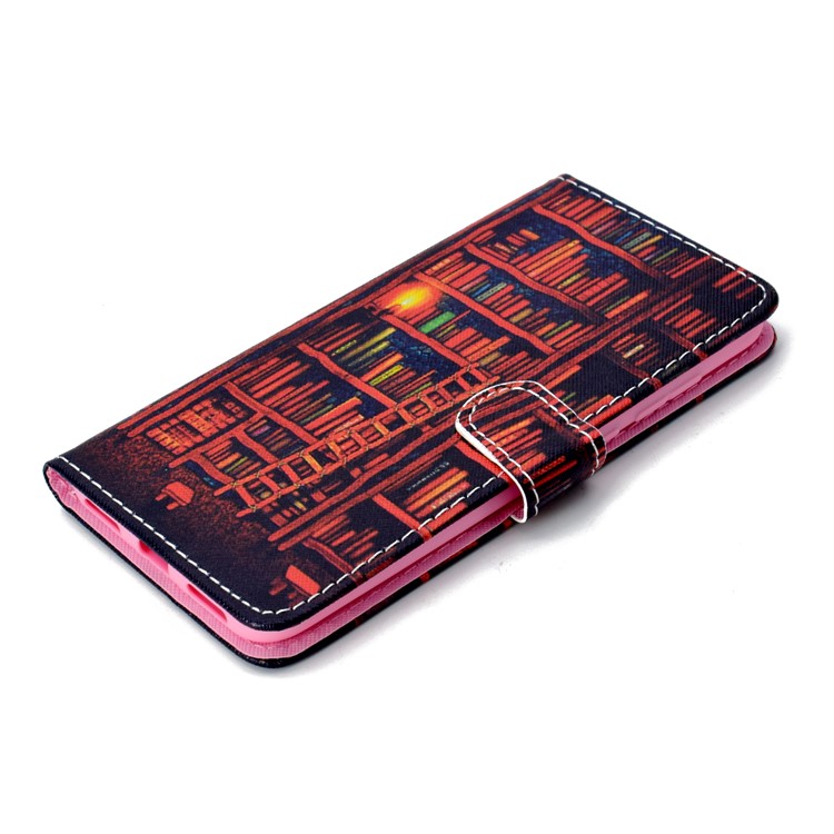 Patterned Wallet Magnetic Stand Leather Cell Phone Case for Xiaomi Redmi Note 5 / Redmi 5 Plus - Bookshelf-5