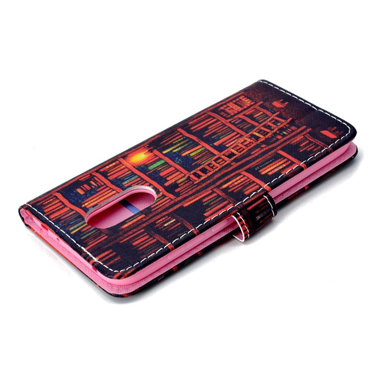 Patterned Wallet Magnetic Stand Leather Cell Phone Case for Xiaomi Redmi Note 5 / Redmi 5 Plus - Bookshelf-6