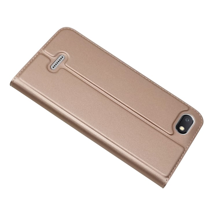 Auto-absorbed Leather Card Holder Cover with Stand for Xiaomi Redmi 6A (Single 12MP Rear Camera) - Rose Gold-4