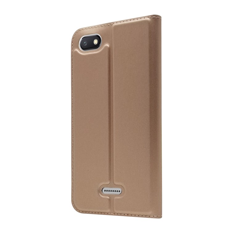 Auto-absorbed Leather Card Holder Cover with Stand for Xiaomi Redmi 6A (Single 12MP Rear Camera) - Rose Gold-9