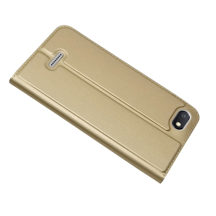 Auto-absorbed Leather Card Holder Shell with Stand for Xiaomi Redmi 6A (Single 12MP Rear Camera) - Gold-4