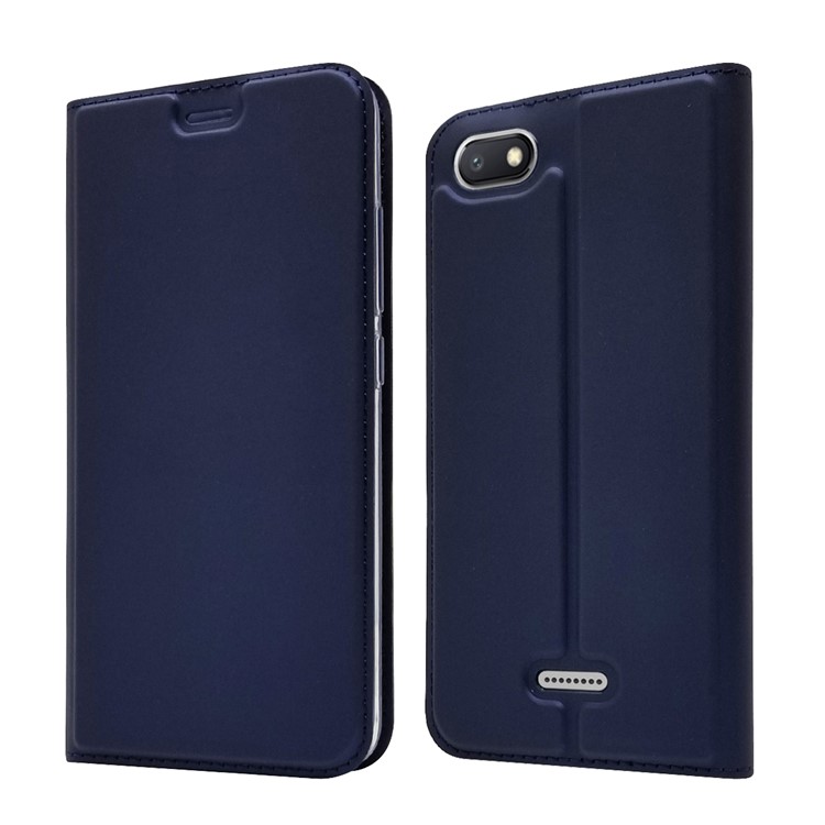 Auto-absorbiert PU Leder Kartenhalter Fall Mit Ständer Für Xiaomi Redmi 6a (einzelne 12MP Rückfahrkamera) - Dunkelblau-2