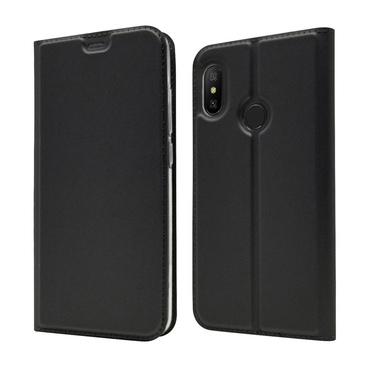 Case de Support en Cuir Absorbé Automatiquement Avec Fente de Carte Pour Xiaomi Mi A2 Lite / Redmi 6 Pro - le Noir