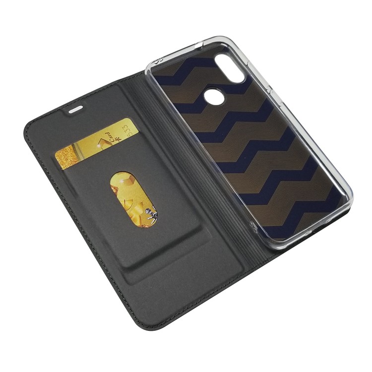 Case de Support en Cuir Absorbé Automatiquement Avec Fente de Carte Pour Xiaomi Mi A2 Lite / Redmi 6 Pro - le Noir