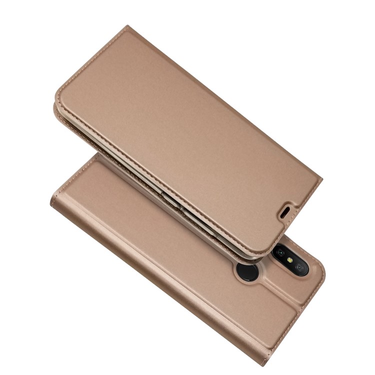 Авто-поглощенная Кожаная Подставка Для Крышки С Гнездом Для Карты Xiaomi Mi A2 Lite / Redmi 6 Pro - Розовое Золото-1