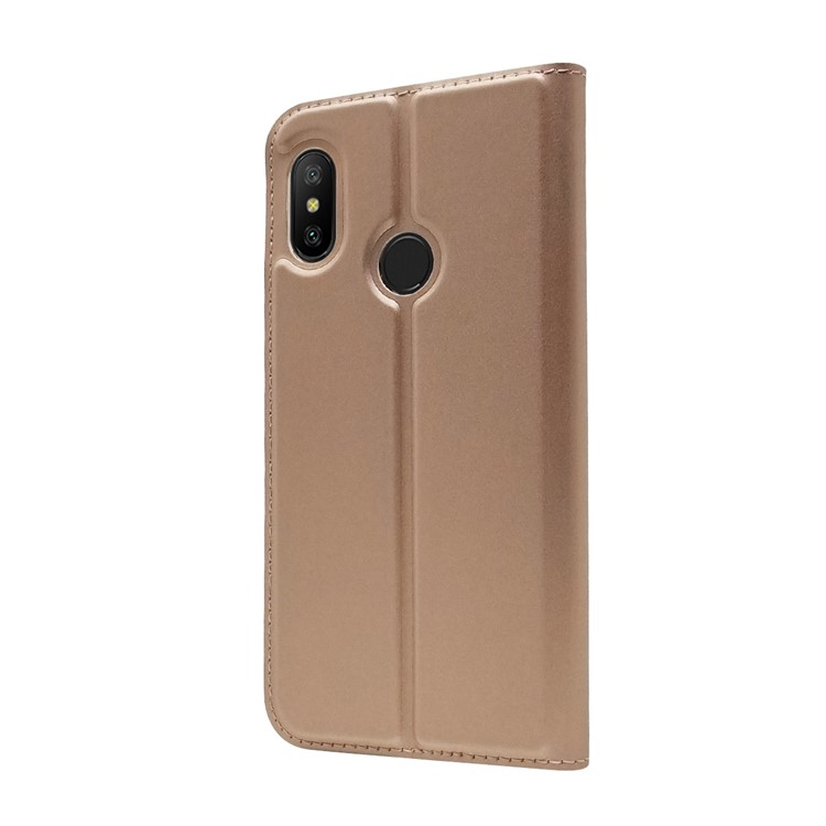 Авто-поглощенная Кожаная Подставка Для Крышки С Гнездом Для Карты Xiaomi Mi A2 Lite / Redmi 6 Pro - Розовое Золото-8