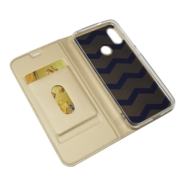 Auto-absorbed PU Leather Stand Case with Card Slot for Xiaomi Mi A2 Lite / Redmi 6 Pro - Gold-5