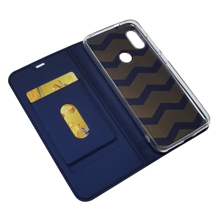Auto-absorbed Stand Leather Card Holder Case for Xiaomi Mi A2 Lite / Redmi 6 Pro - Dark Blue-5