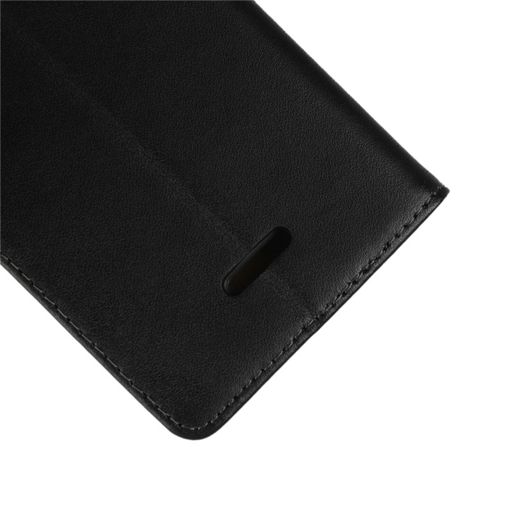 Genuine Leather Wallet Stand Phone Cover for Xiaomi Redmi 6A (Single 12MP Rear Camera) - Black-11