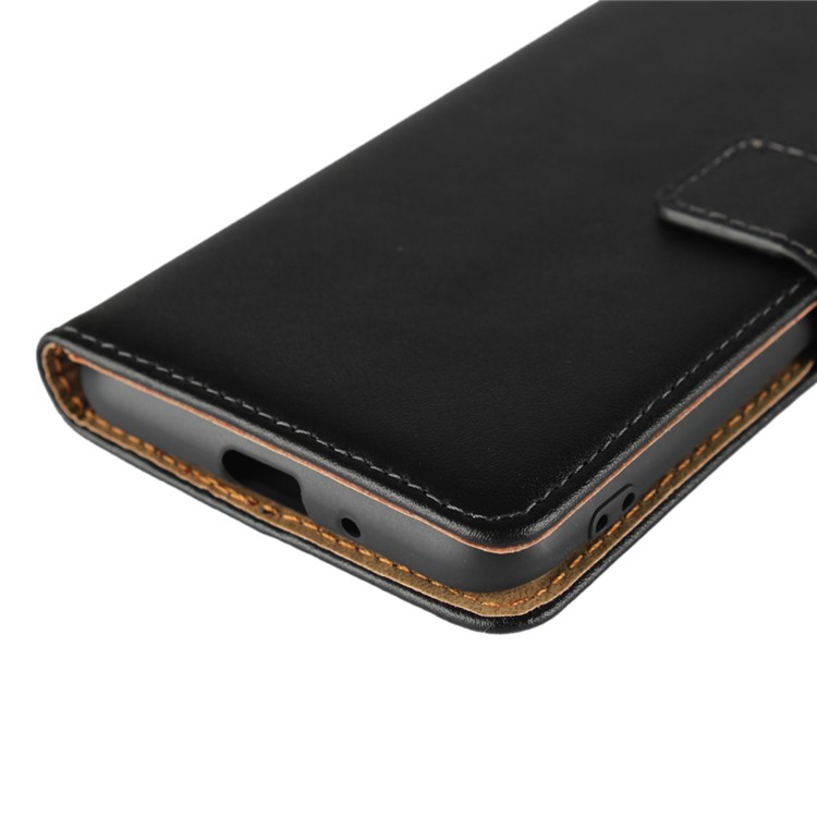 Genuine Leather Wallet Stand Phone Cover for Xiaomi Redmi 6A (Single 12MP Rear Camera) - Black-13