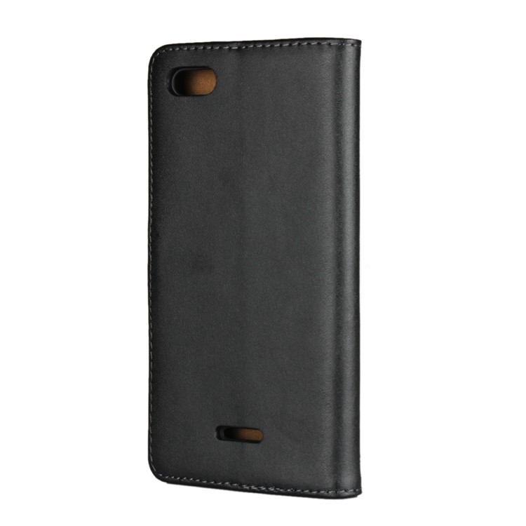 Genuine Leather Wallet Stand Phone Cover for Xiaomi Redmi 6A (Single 12MP Rear Camera) - Black-3