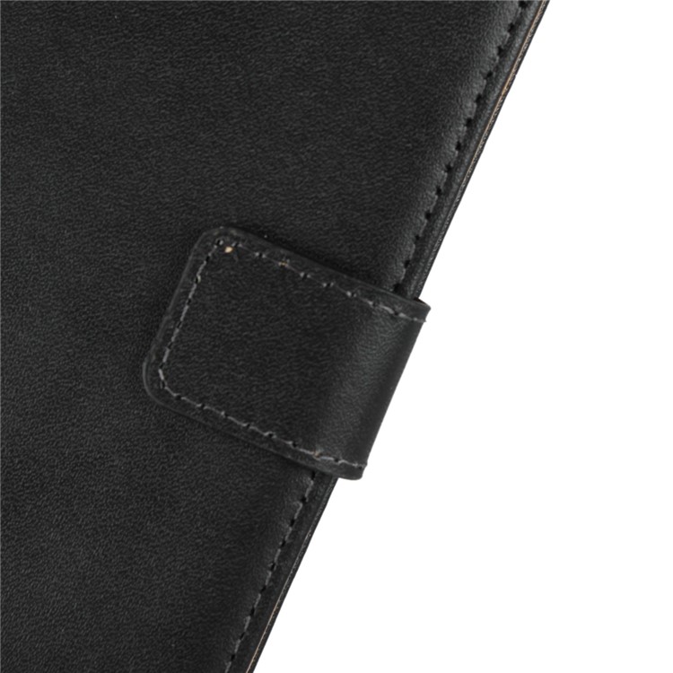 Genuine Leather Wallet Stand Phone Cover for Xiaomi Redmi 6A (Single 12MP Rear Camera) - Black-8