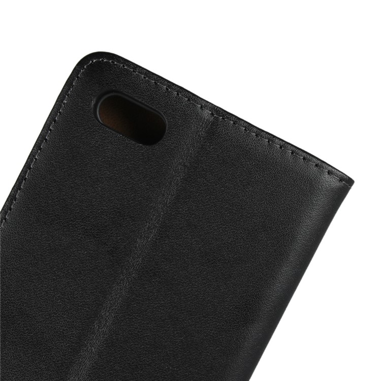 Genuine Leather Wallet Stand Phone Cover for Xiaomi Redmi 6A (Single 12MP Rear Camera) - Black-10