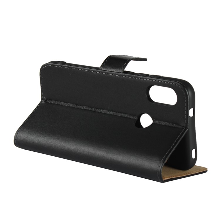 Case de Teléfono de la Billetera de Cuero Genuino Para Xiaomi Mi A2 Lite / Redmi 6 Pro - Negro