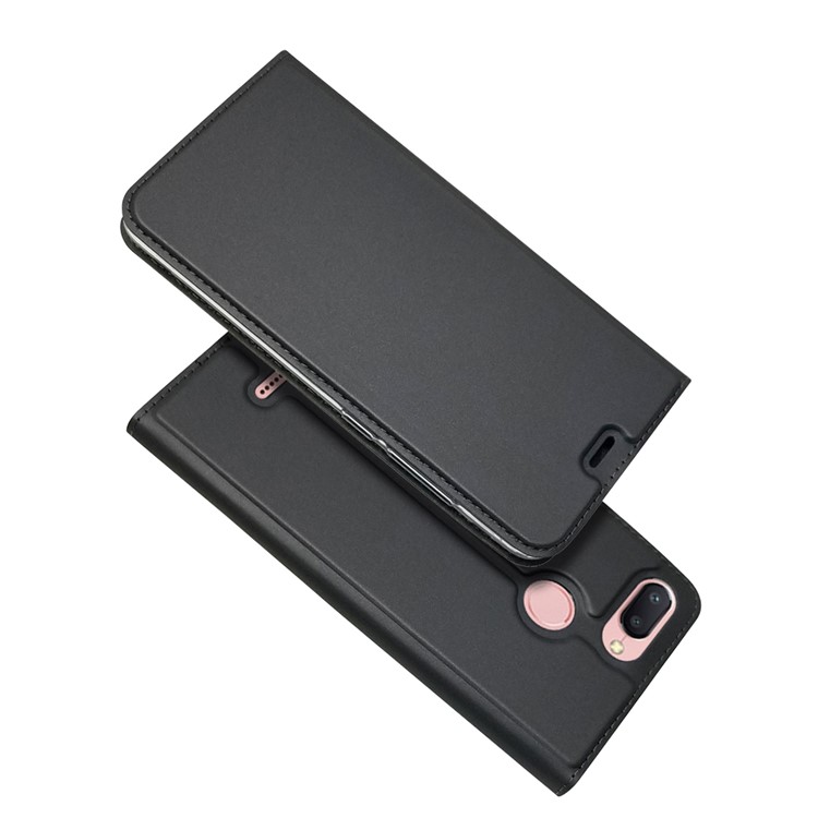 Auto-absorbed Card Holder Stand Leather Mobile Case for Xiaomi Redmi 6 (Dual Camera: 12MP+5MP) - Black-1