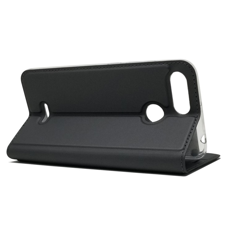 Auto-absorbed Card Holder Stand Leather Mobile Case for Xiaomi Redmi 6 (Dual Camera: 12MP+5MP) - Black-5