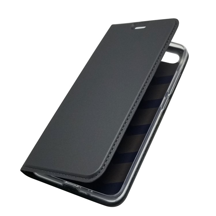 Auto-absorbed Card Holder Stand Leather Mobile Case for Xiaomi Redmi 6 (Dual Camera: 12MP+5MP) - Black-6