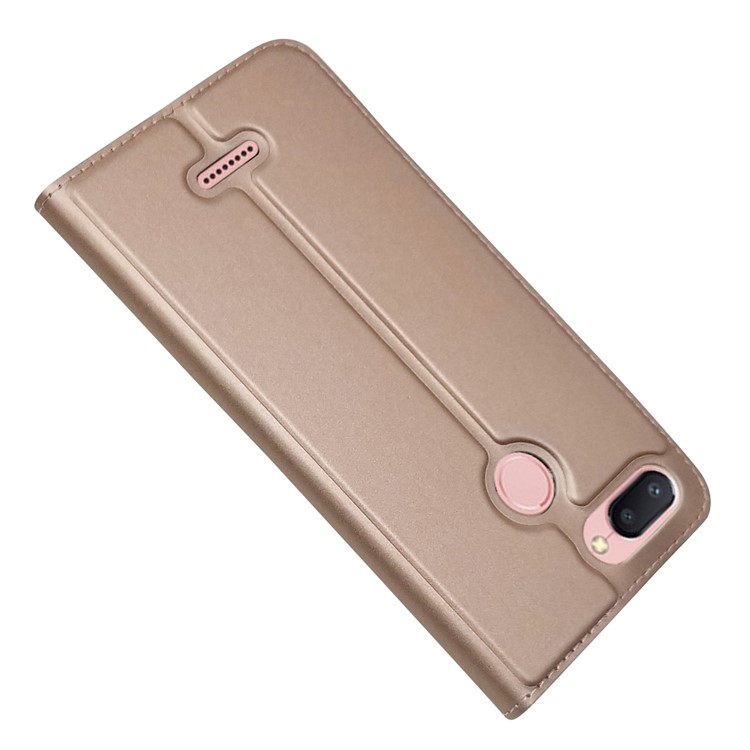 Auto-absorbed Card Holder Stand Leather Mobile Cover for Xiaomi Redmi 6 (Dual Camera: 12MP+5MP) - Rose Gold-3