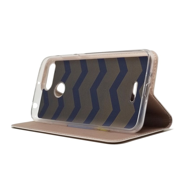Auto-absorbed Card Holder Stand Leather Mobile Cover for Xiaomi Redmi 6 (Dual Camera: 12MP+5MP) - Rose Gold-6