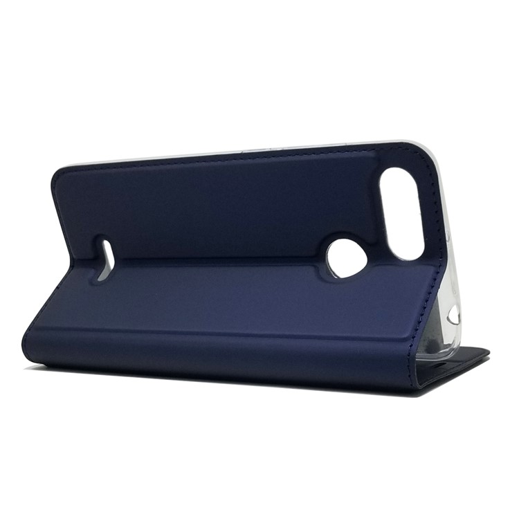 Auto-absorbed Card Holder Stand Leather Case Accessory for Xiaomi Redmi 6 (Dual Camera: 12MP+5MP) - Dark Blue-5