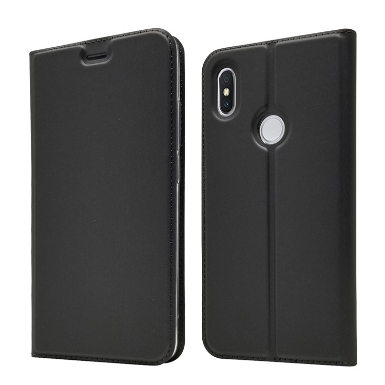 Auto-absorbed Stand Card Holder Leather Phone Case for Xiaomi Redmi S2 / Y2 - Black-2