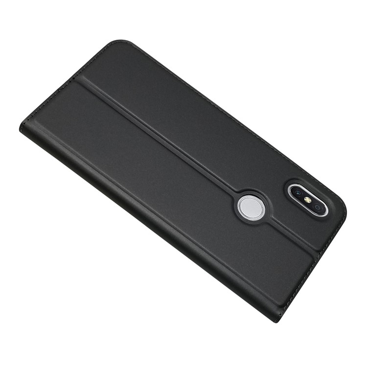 Auto-absorbed Stand Card Holder Leather Phone Case for Xiaomi Redmi S2 / Y2 - Black-4