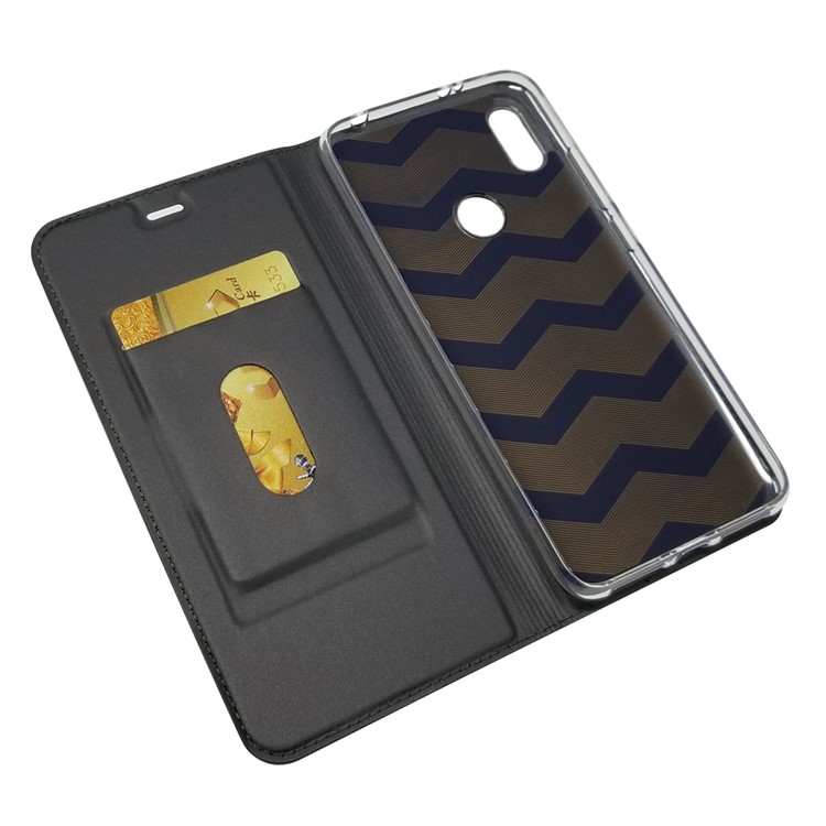 Auto-absorbed Stand Card Holder Leather Phone Case for Xiaomi Redmi S2 / Y2 - Black-5