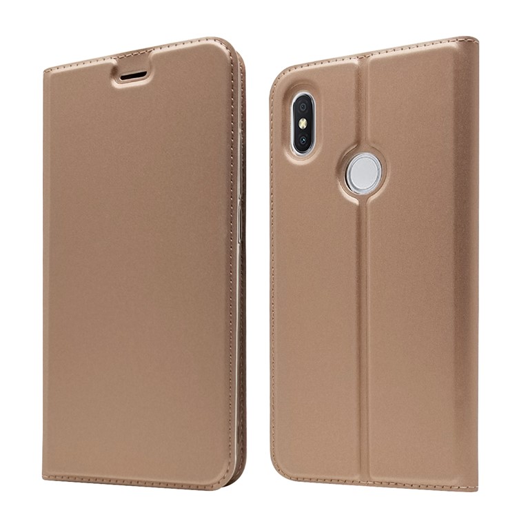 Auto-absorbed Stand Card Holder Leather Phone Cover for Xiaomi Redmi S2 / Y2 - Rose Gold-2