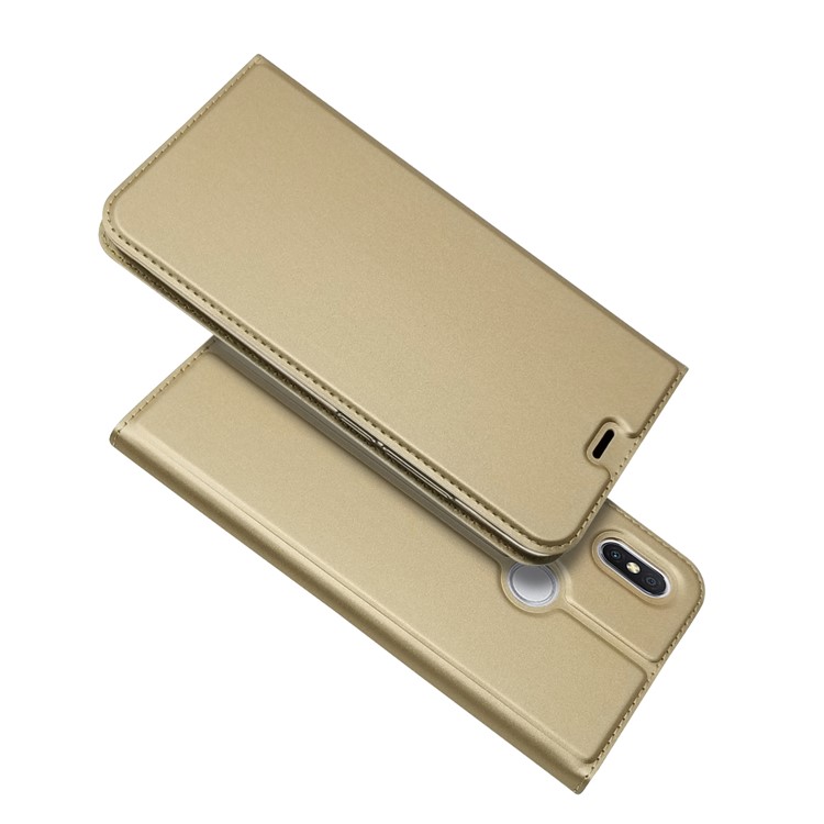 Auto-absorbed Stand Card Holder Leather Phone Shell for Xiaomi Redmi S2 / Y2 - Gold-1