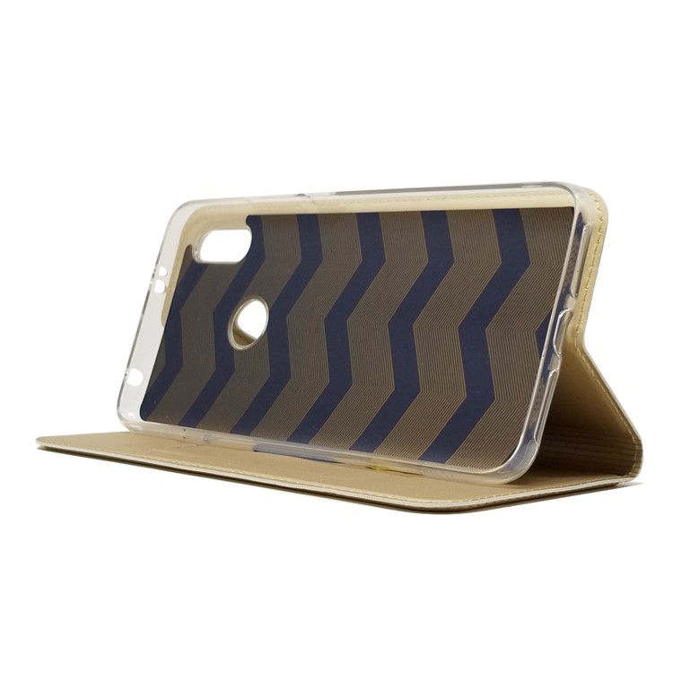 Auto-absorbed Stand Card Holder Leather Phone Shell for Xiaomi Redmi S2 / Y2 - Gold-7