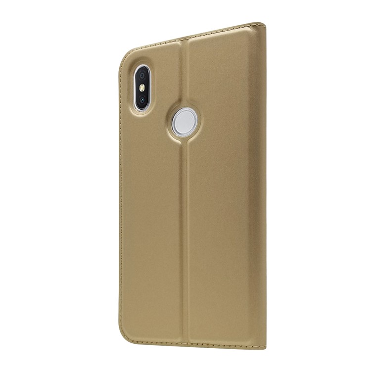 Auto-absorbed Stand Card Holder Leather Phone Shell for Xiaomi Redmi S2 / Y2 - Gold-9