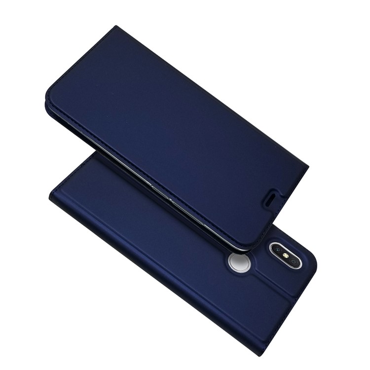 Auto-absorbed Stand Card Holder Leather Case Cover for Xiaomi Redmi S2 / Y2 - Dark Blue-1