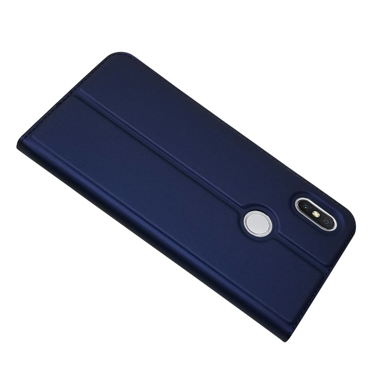 Auto-absorbed Stand Card Holder Leather Case Cover for Xiaomi Redmi S2 / Y2 - Dark Blue-5