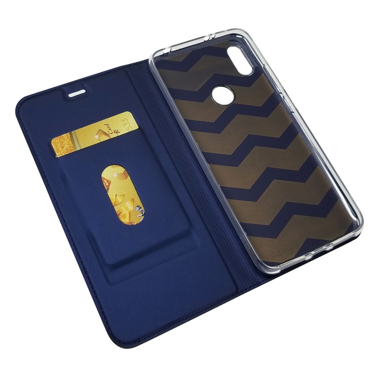 Auto-absorbed Stand Card Holder Leather Case Cover for Xiaomi Redmi S2 / Y2 - Dark Blue-6