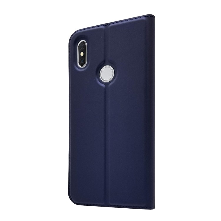Auto-absorbed Stand Card Holder Leather Case Cover for Xiaomi Redmi S2 / Y2 - Dark Blue-9