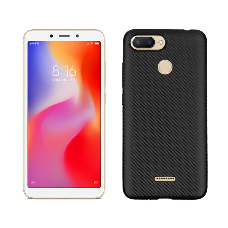 Carbon Fiber Texture TPU Mobile Phone Case for Xiaomi Redmi 6 (Dual Camera: 12MP+5MP) - Black-1