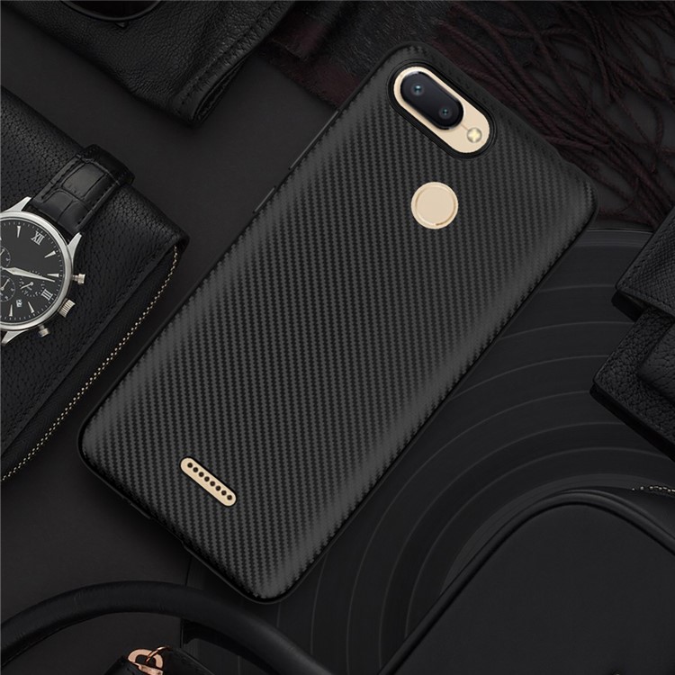 Carbon Fiber Texture TPU Mobile Phone Case for Xiaomi Redmi 6 (Dual Camera: 12MP+5MP) - Black-2