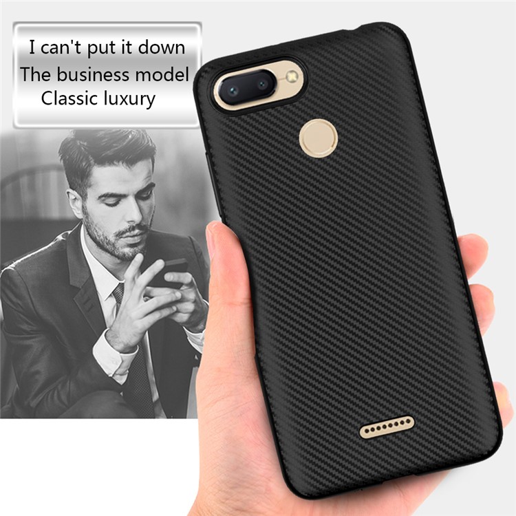 Carbon Fiber Texture TPU Mobile Phone Case for Xiaomi Redmi 6 (Dual Camera: 12MP+5MP) - Black-3