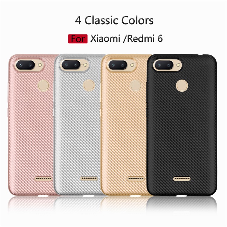 Carbon Fiber Texture TPU Mobile Phone Case for Xiaomi Redmi 6 (Dual Camera: 12MP+5MP) - Black-6