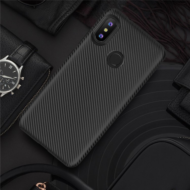 Carbon Fiber Texture TPU Protector Case for Xiaomi Mi A2 Lite / Redmi 6 Pro - Black-2