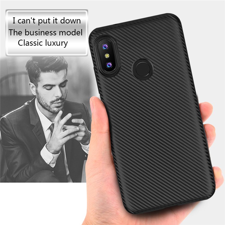 Carbon Fiber Texture TPU Protector Case for Xiaomi Mi A2 Lite / Redmi 6 Pro - Black-3