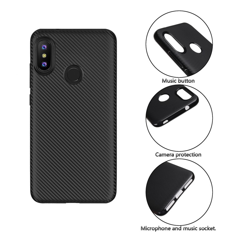 Carbon Fiber Texture TPU Protector Case for Xiaomi Mi A2 Lite / Redmi 6 Pro - Black-6