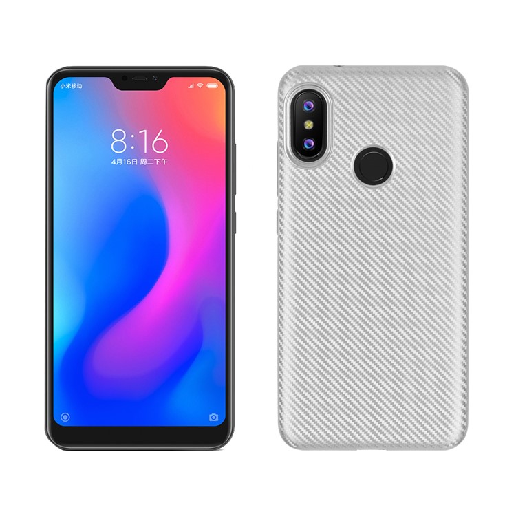 Carbon Fiber Texture TPU Protector Cover for Xiaomi Mi A2 Lite / Redmi 6 Pro - Silver-1