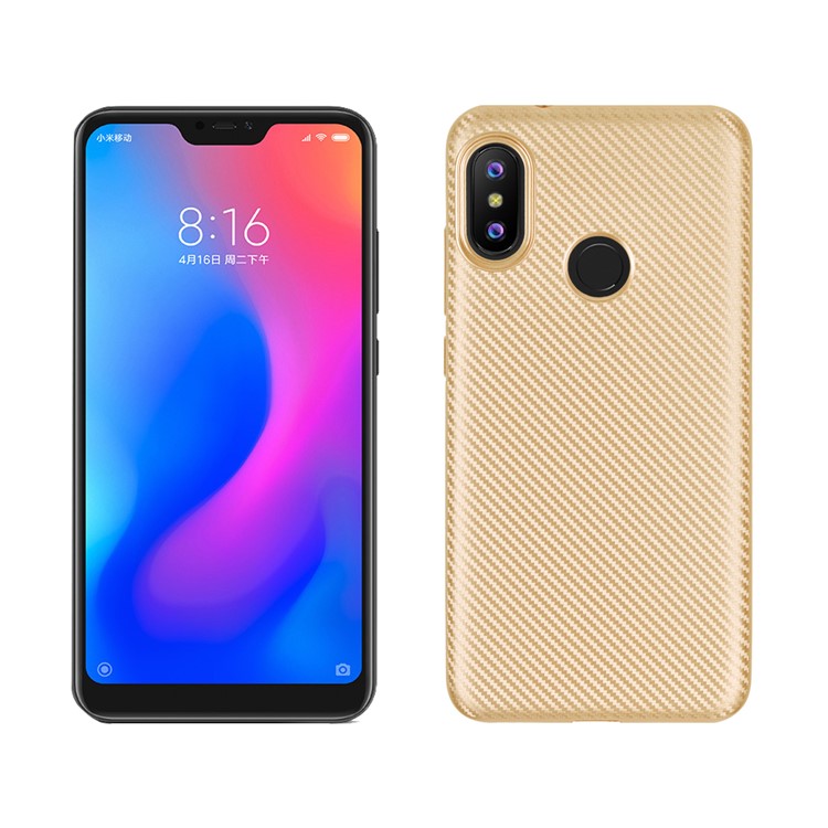 Carbon Fiber Texture TPU Mobile Phone Cover for Xiaomi Mi A2 Lite / Redmi 6 Pro - Gold-1