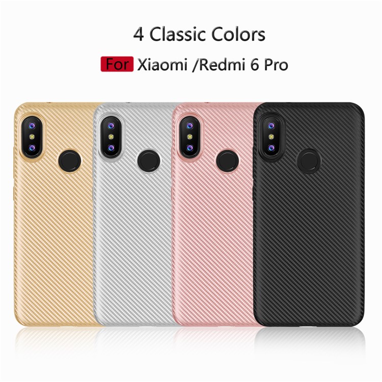 Carbon Fiber Texture TPU Mobile Phone Cover for Xiaomi Mi A2 Lite / Redmi 6 Pro - Gold-2