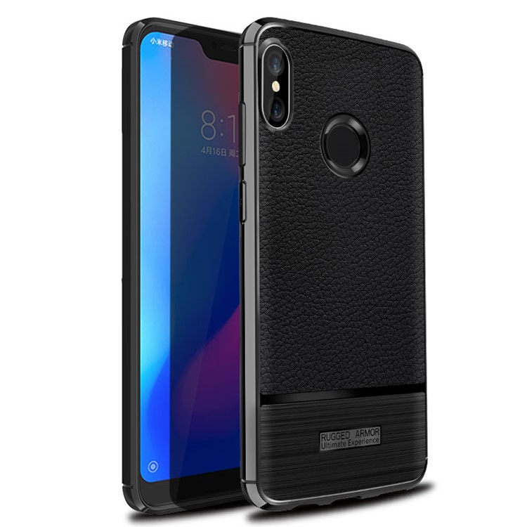 Litchi Texture Brushed TPU Case Cover for Xiaomi Mi A2 Lite / Redmi 6 Pro - Black-2