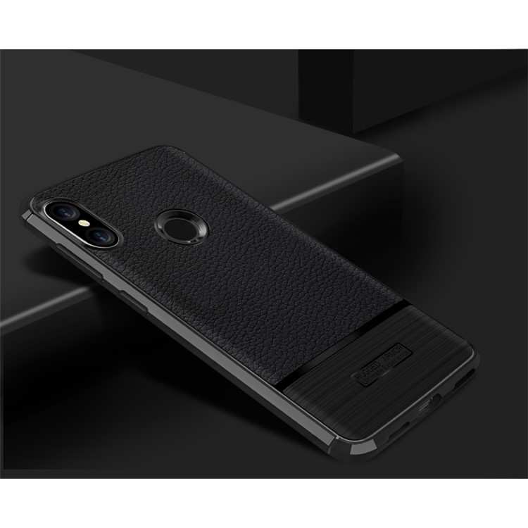 Litchi Texture Brushed TPU Case Cover for Xiaomi Mi A2 Lite / Redmi 6 Pro - Black-6