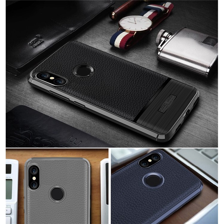 Litchi Texture Brushed TPU Case Cover for Xiaomi Mi A2 Lite / Redmi 6 Pro - Black-7